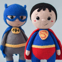 Load image into Gallery viewer, 2-in-1 Batman Superman Amigurumi Crochet Pattern
